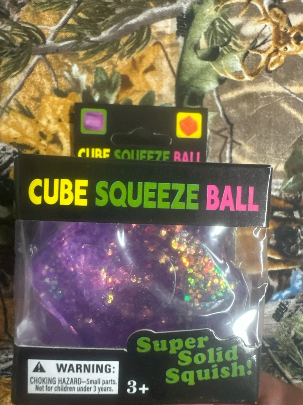 Cube Squeeze Ball Super Solid Squish Stress Ball - Purple Glitter